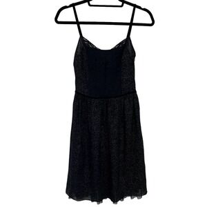 Free People Y2K Black Spaghetti Strap Shimmer Sleeveless Dess 4